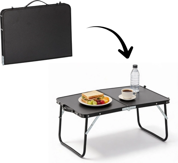 Table pliante de camping noire 60 × 40 × 26,5 cm