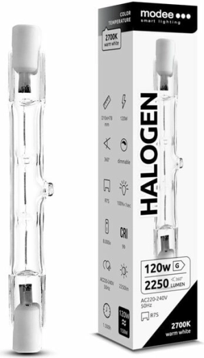 Ampoule halogène Modee ECO R7S 78 mm 120 W blanc chaud