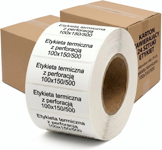 Étiquettes thermiques 100 × 150 mm, rouleau 500 pcs, carton de 24 rouleaux