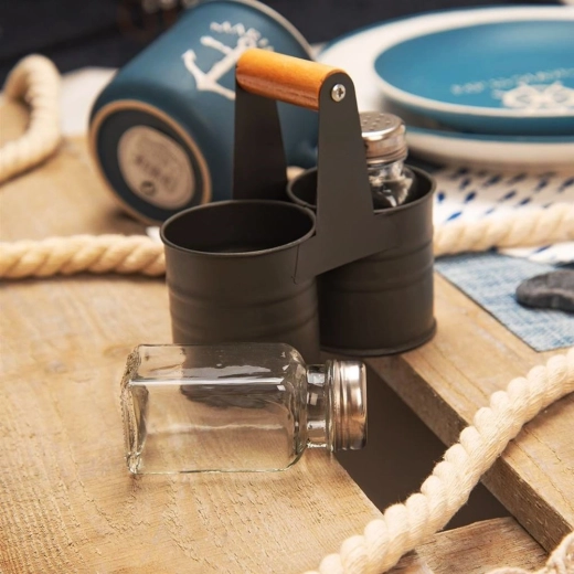 Support métallique pratique avec poignée en bois