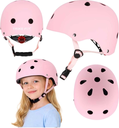 Casque de vélo enfant Trike Fix avec LED, rose (S 48–54 cm)