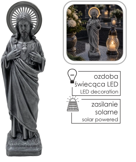 Figurine de Jésus avec auréole LED lumineuse