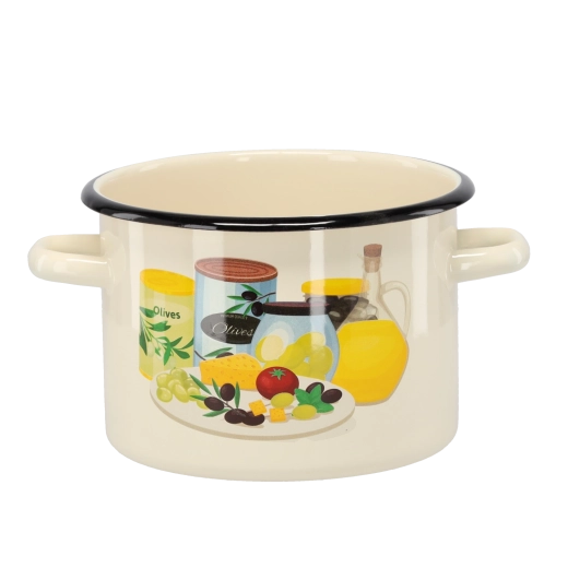 Marmite émaillée avec motif d’olives, 3 l, 18 cm
