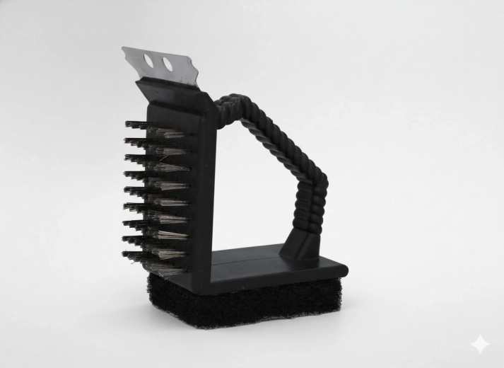 Brosse et grattoir de grill avec éponge 3-en-1