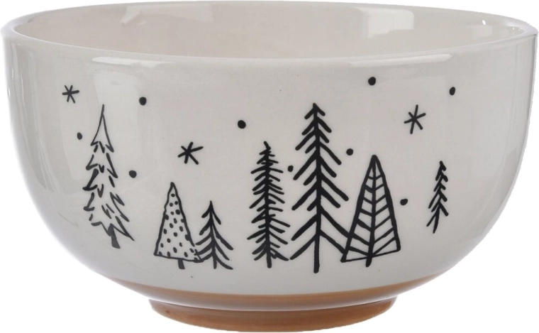 Bol de service en dolomie en forme de sapin de Noël 14 cm blanc/beige