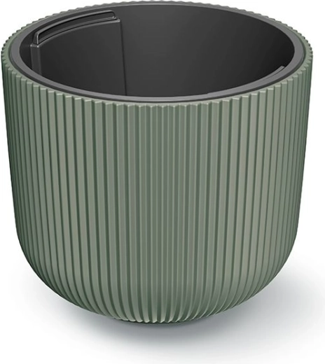 Cache-pot avec insert 29,8 cm – vert foncé, plastique nervuré
