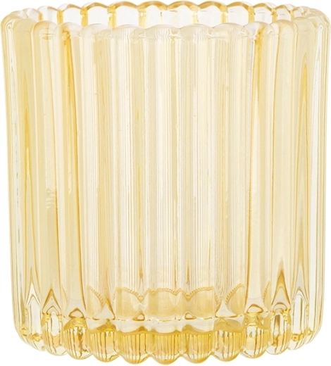 Bougeoir en verre jaune 8,5 × 8,5 × 9 cm