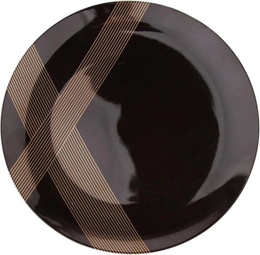 Assiette à dessert Altom Design Modern Art 20 cm noire avec décor doré