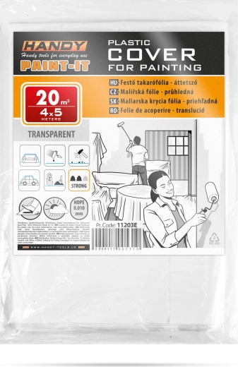 Film de protection HDPE transparent pour peinture 4 × 5 m