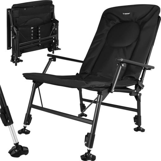Chaise de pêche pliante Trizand avec dossier et accoudoirs réglables