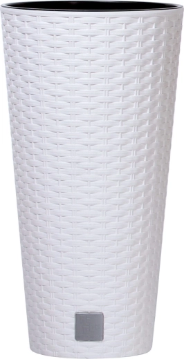 pot de fleurs en plastique à texture rotin PROSPERPLAST Rato Tubus, blanc, 20 cm