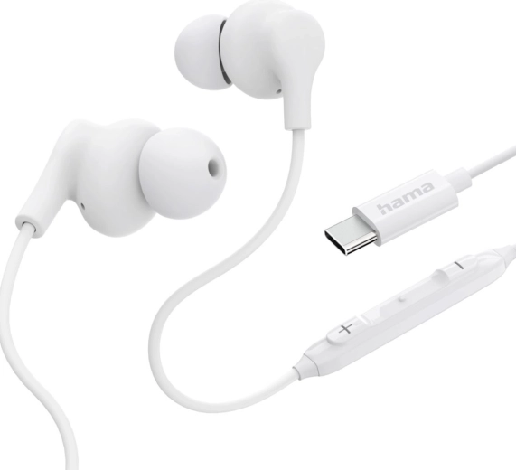 Hama Curly écouteurs intra-auriculaires filaires USB‑C blancs