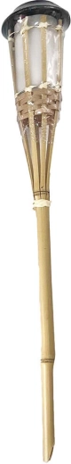 Torche en bambou solaire 60 cm avec lumière blanc chaud
