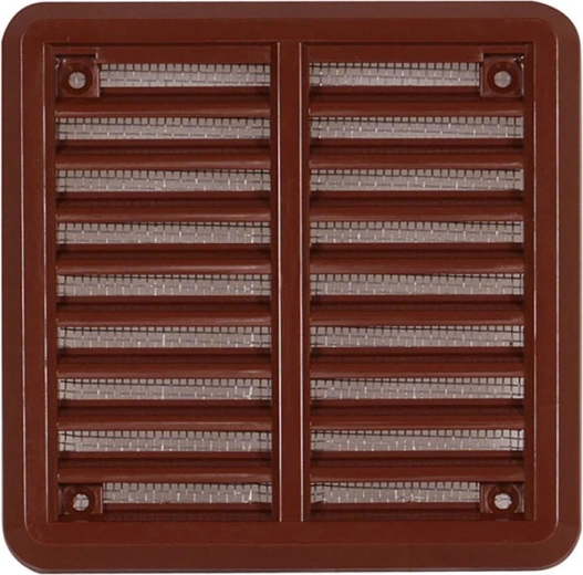 Grille d’aération avec moustiquaire 100 × 100 mm – Marron