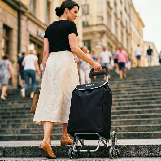 Franchissement facile des escaliers grâce aux roues triples