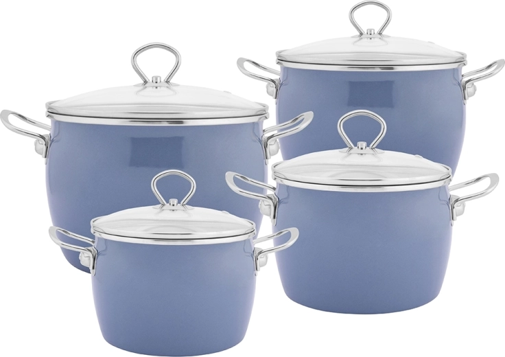 Balbina – set de casseroles émaillées 8 pièces bleu