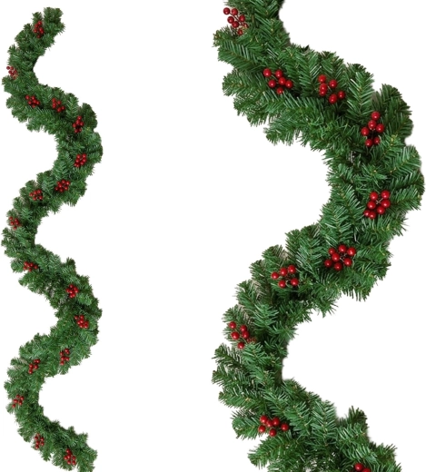 Guirlande de Noël pour sapin 270 cm, verte avec baies rouges