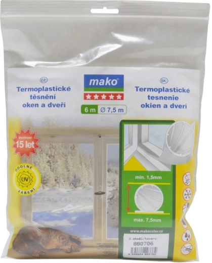 Joint pour fenêtres et portes en thermoplastique EVO 7,5 mm, 6,5 m, MAKO