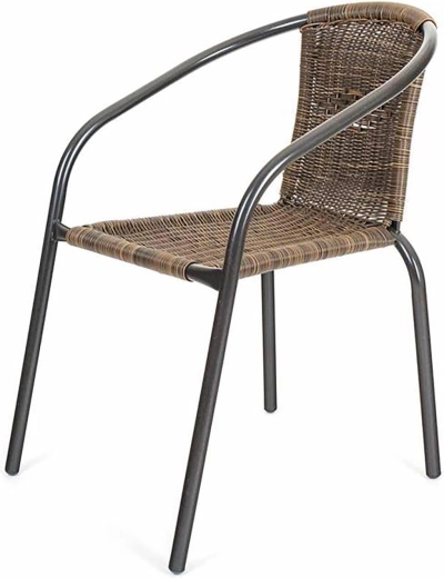 Chaise de jardin en acier et rotin synthétique, marron, 64 × 53 × 73 cm