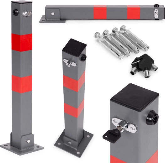 Borne de stationnement rabattable 60 cm avec serrure et bandes réfléchissantes