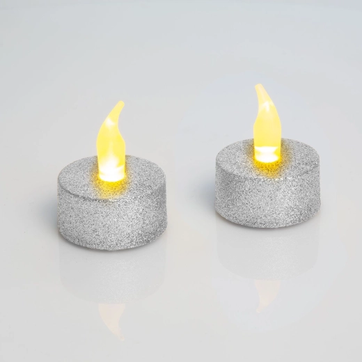 Bougie chauffe-plat LED argentée avec pile - 1 pièce