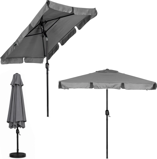 MultiGarden grand parasol de jardin avec manivelle et inclinaison, gris 200 × 130 cm
