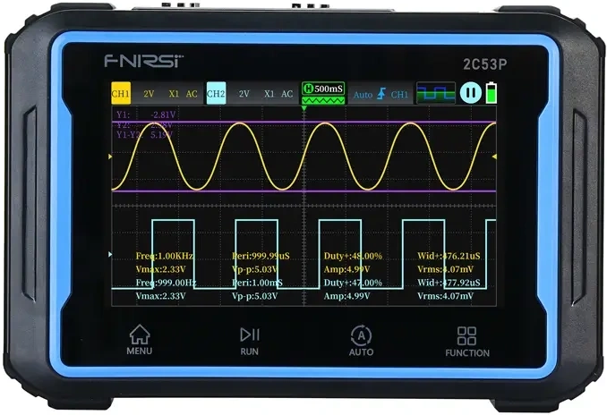 Oscilloscope portable FNIRSI 2C53P 3 en 1 avec écran tactile