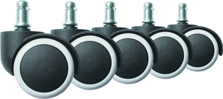 Roulettes caoutchoutées pour chaise de bureau blanches, 5 pièces