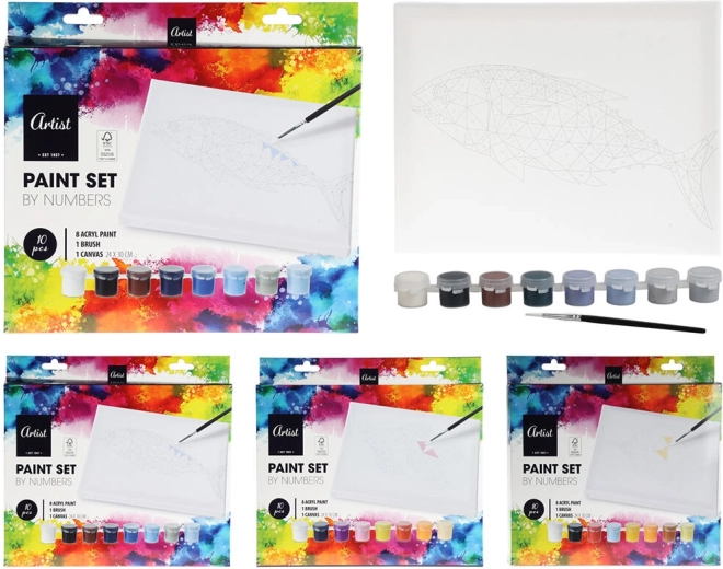 kit de peinture avec motif préimprimé – peintures acryliques, toile 24 × 30 cm et pinceau