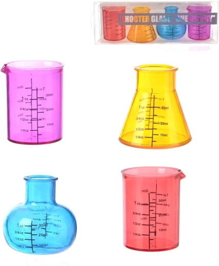 Verres à shot en plastique UH « Chimiste » 50 ml (4 pcs)