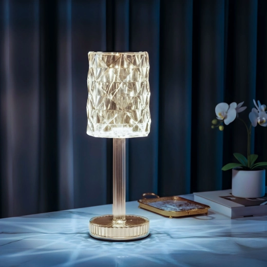 Lampe de table rechargeable transparente avec commande tactile