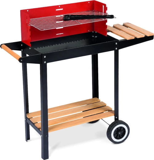 Barbecue de jardin carré avec roulettes