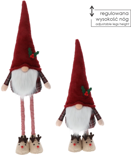 Lutin de Noël avec pieds réglables 70–100 cm rouge - 1 pièce