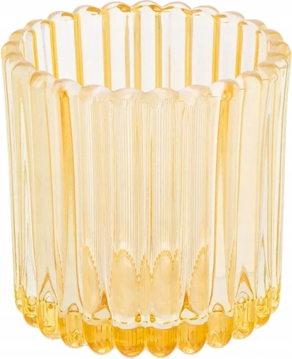 Photophore en verre jaune 7,5 × 7,5 × 7,5 cm