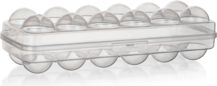 Boîte en plastique pour œufs avec couvercle et verrou, 12 pcs, 27 cm