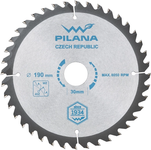 Lame de scie PILANA 190 mm, 40 dents, carbure