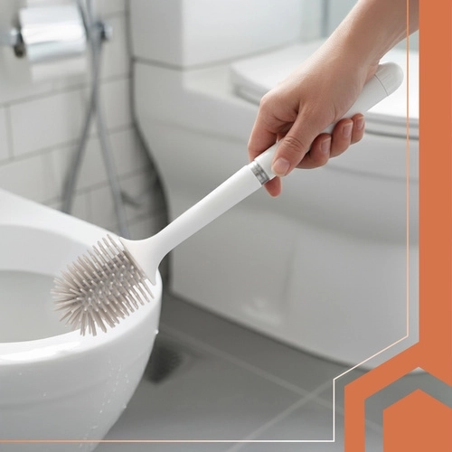 Brosse WC en silicone Ruhhy blanche avec support mural