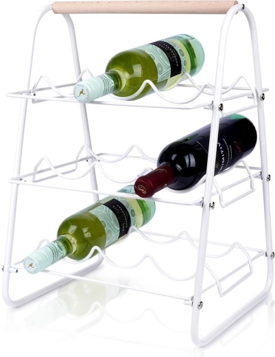 Casier à vin en métal blanc pour 9 bouteilles