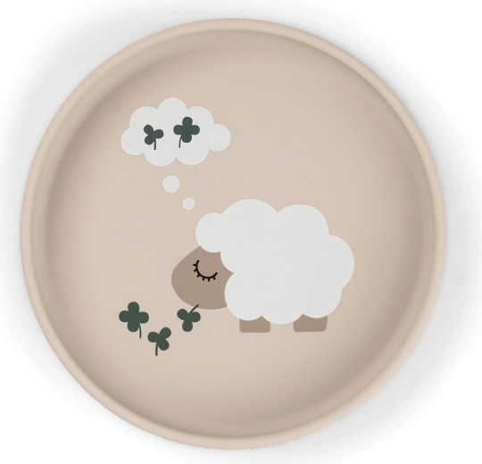 Assiette en silicone à ventouse Done by Deer Stick&Stay Tiny farm, coloris sable