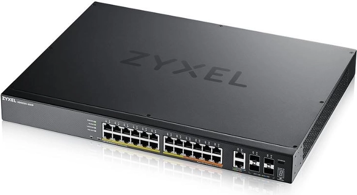 Switch d’accès L3 24× PoE, 10GbE RJ‑45 et 4× 10GbE SFP+