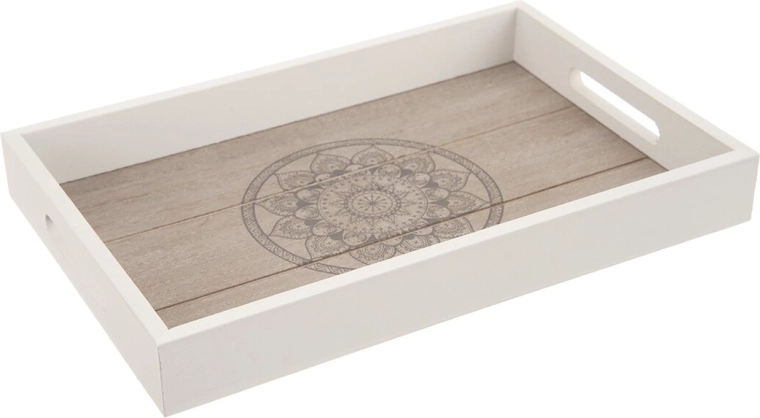 Plateau de service en bois Mandala 30 × 20 cm