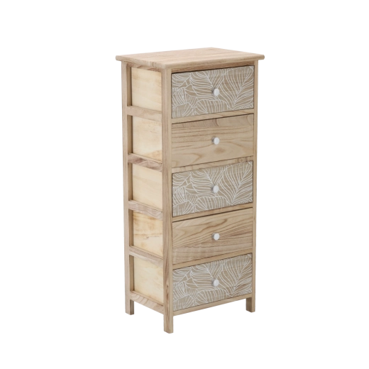 Commode Luiza à 5 tiroirs en paulownia 40 × 29 × 90 cm