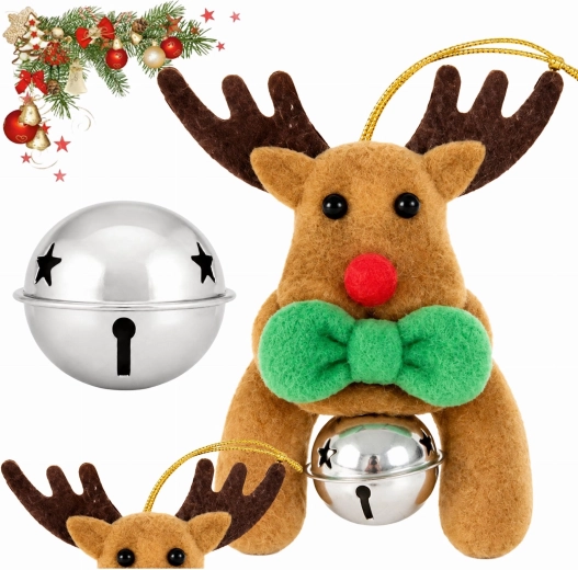Décoration de Noël suspendue renne avec clochette 12 cm
