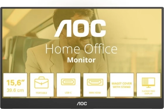 Moniteur portable 15,6" IPS avec Mini HDMI, USB-C et haut-parleurs