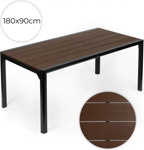 Table de jardin MultiGarden 180 × 90 cm, marron, pour 6 à 8 personnes