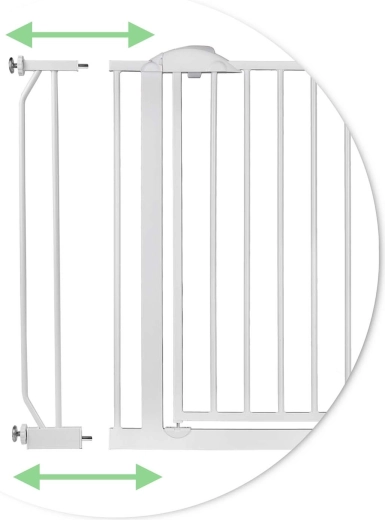 Largeur 75–105 cm avec rallonges pratiques