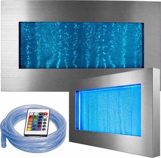 Panneau mural à bulles d’eau suspendu avec éclairage LED RGB 95 × 55 × 11,5 cm
