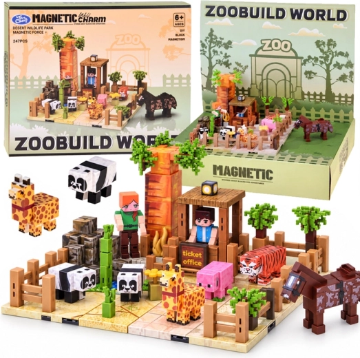 Briques de construction magnétiques Zoo – briques pixelisées 247 pièces