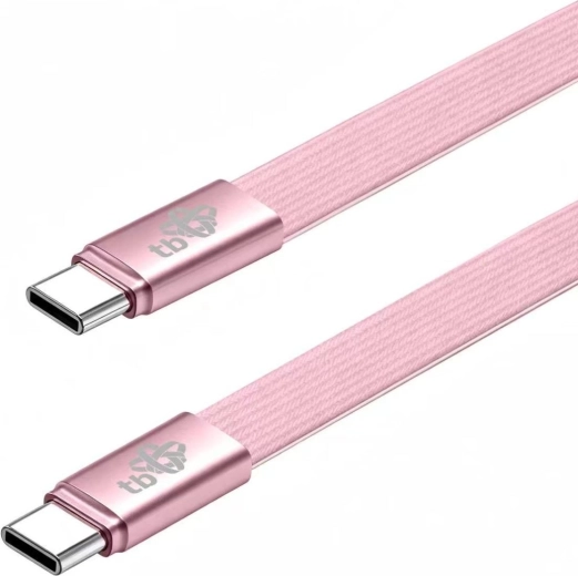 Câble USB-C vers USB-C plat en silicone, 1 m – Rose poudré