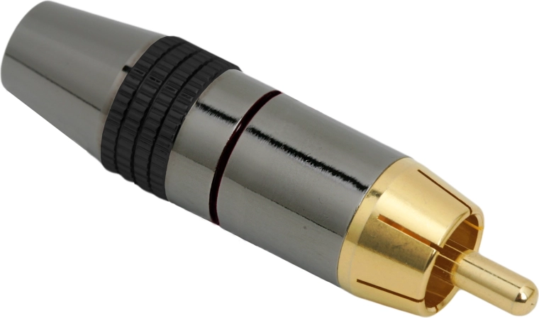 Connecteur RCA plaqué or avec bague d'identification argentée